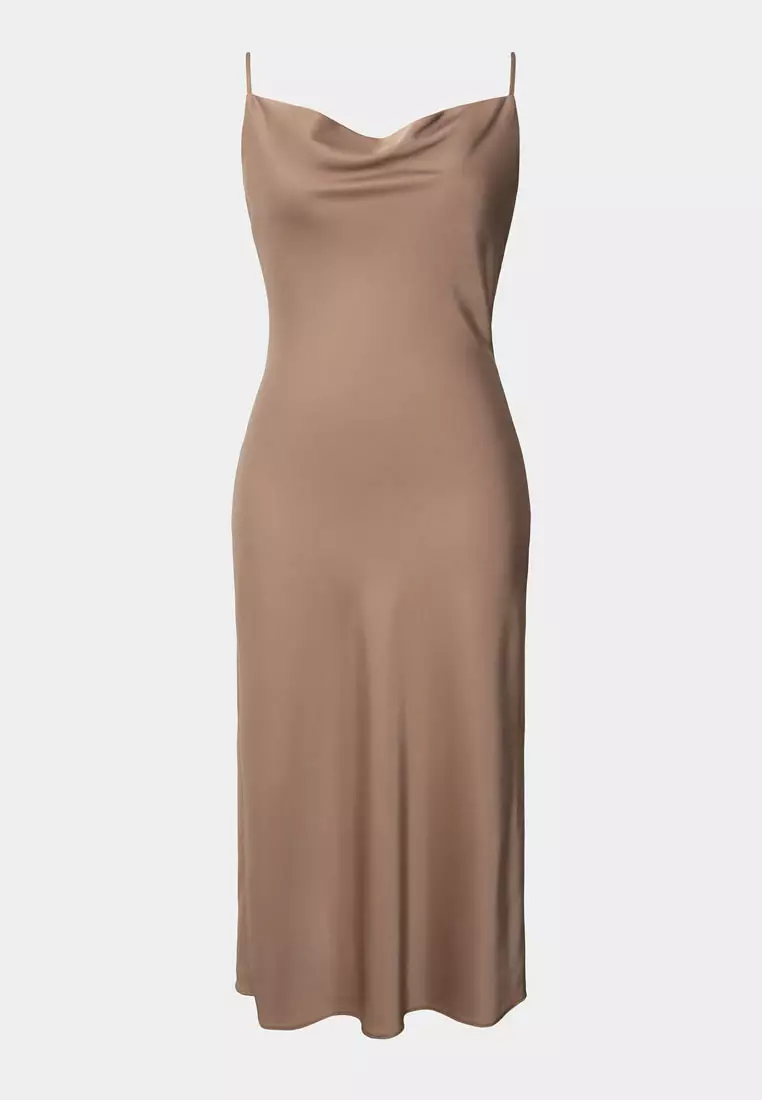 Joy Satin Cowl Neck Dress