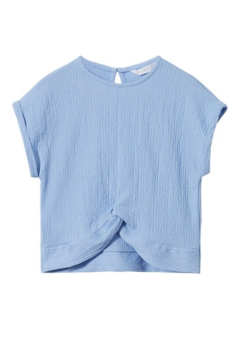 MANGO KIDS blue Textured Knot T-Shirt CE059KA49C175DGS_1