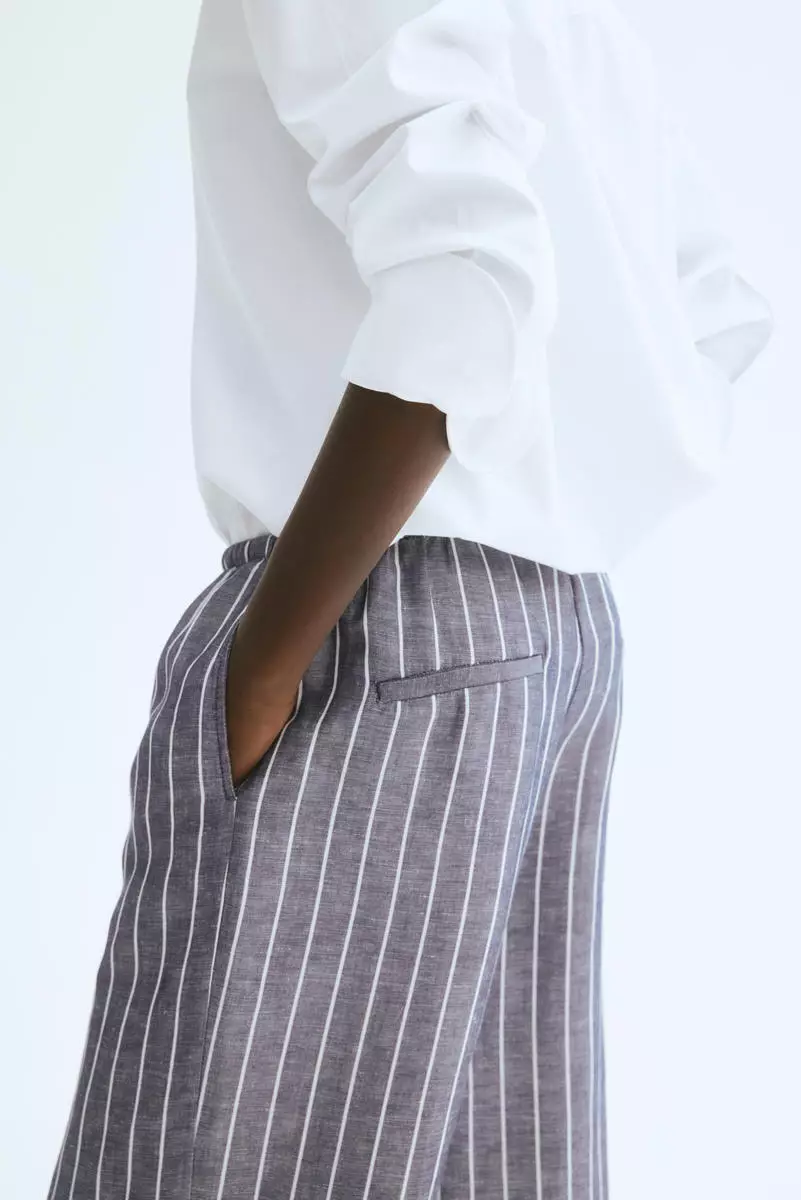 Straight linen-blend trousers