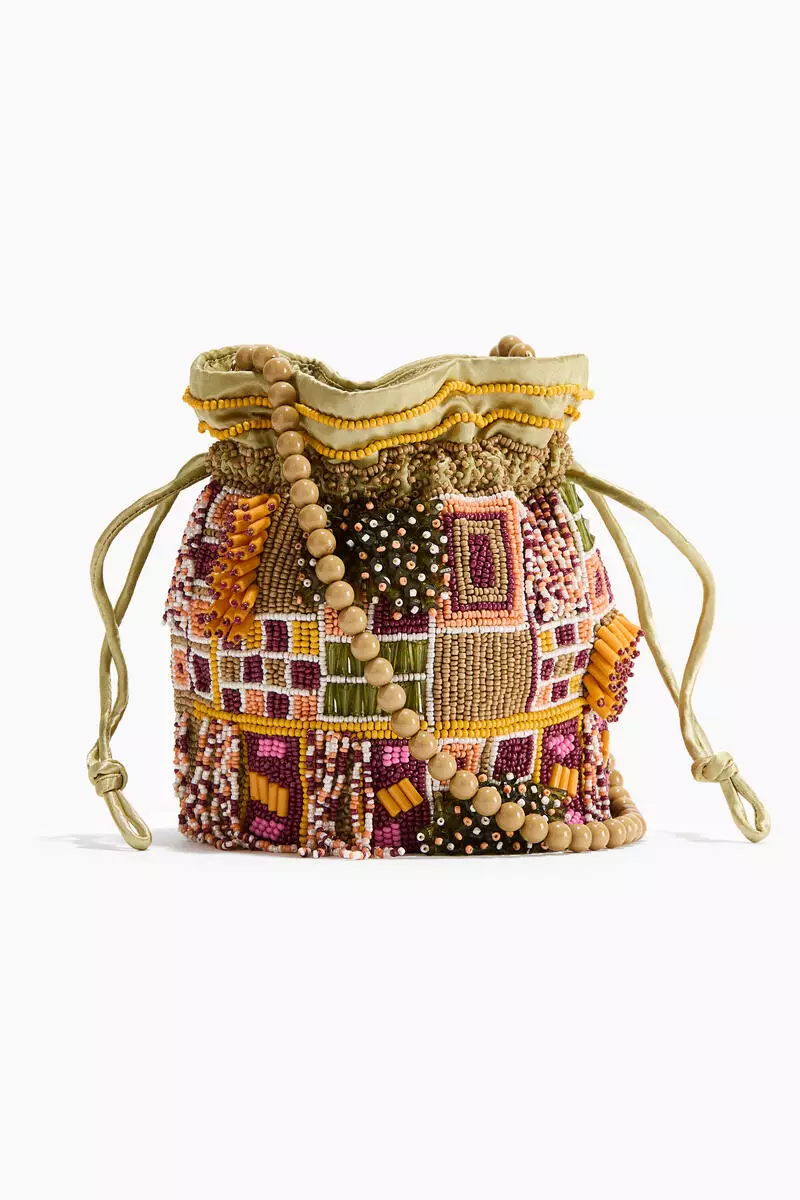 Beaded bucket bag