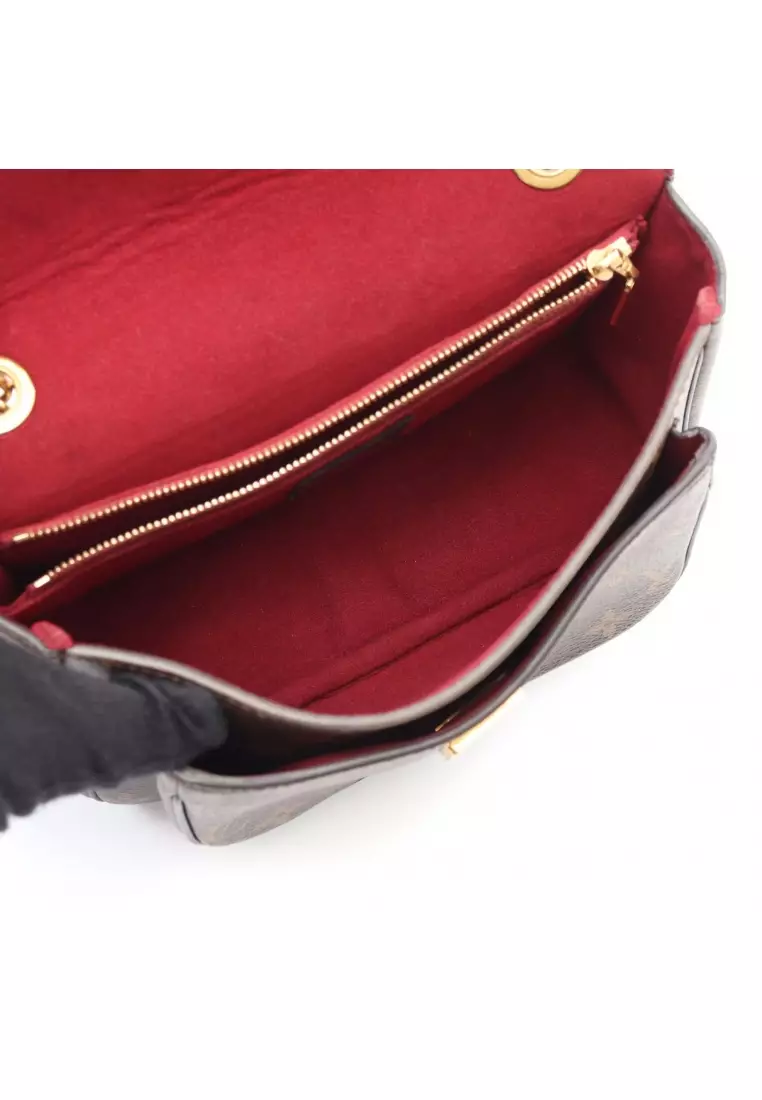 Pre-Loved Louis Vuitton Passy monogram W chain shoulder bag PVC leather Brown black