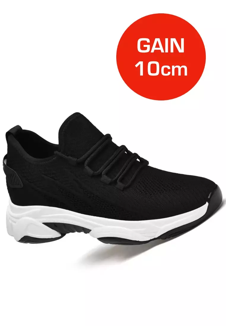 Gain 10cm instantly - Black Sneakers with special soles that make you 10cm taller - increase your height and boost your self confidence
