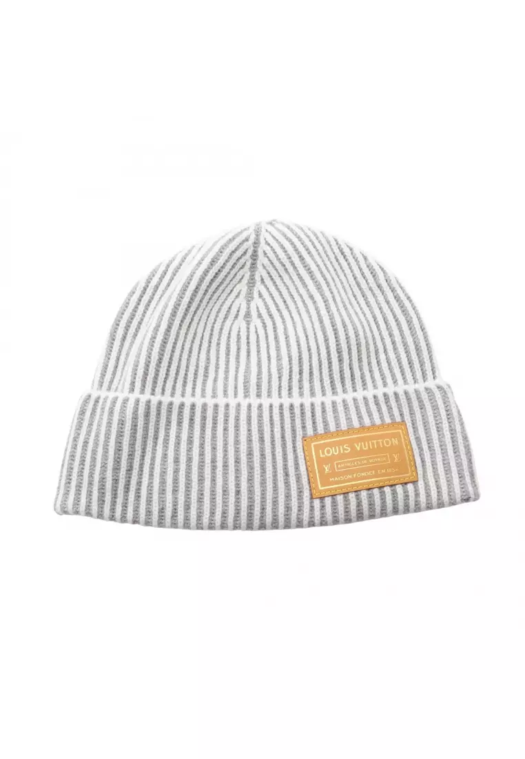 Pre-Loved Louis Vuitton beanie neverfull beanie cashmere gray white