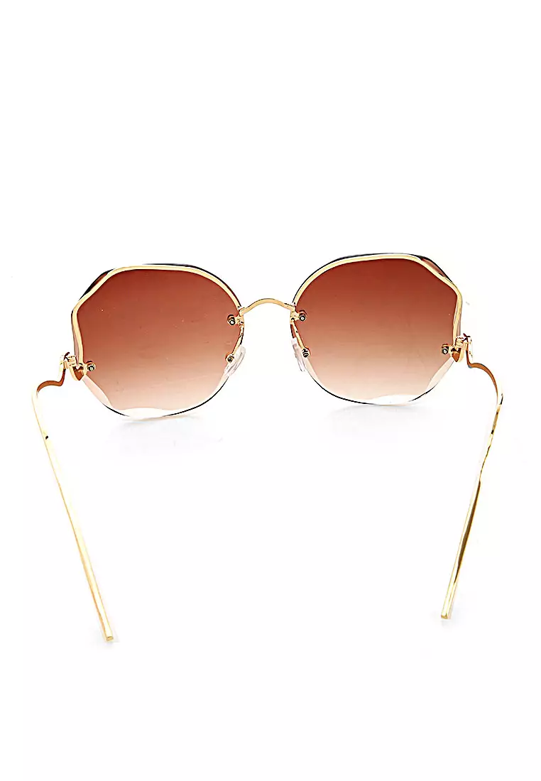 Revika Kacamata Frame Classic Polarized UV Sunglasses Wanita Material Stainless Steel ORIGINAL - Gradient Tea