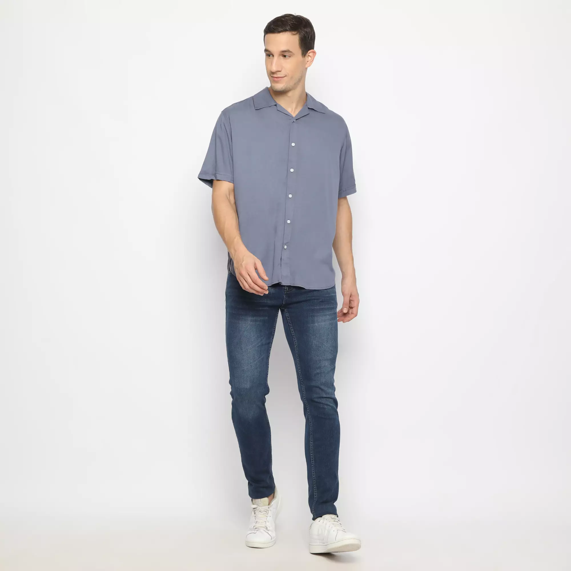 Simple Perfect Kemeja Rayon Polos Lengan Pendek | Kemeja Rayon Unisex Darkgrey
