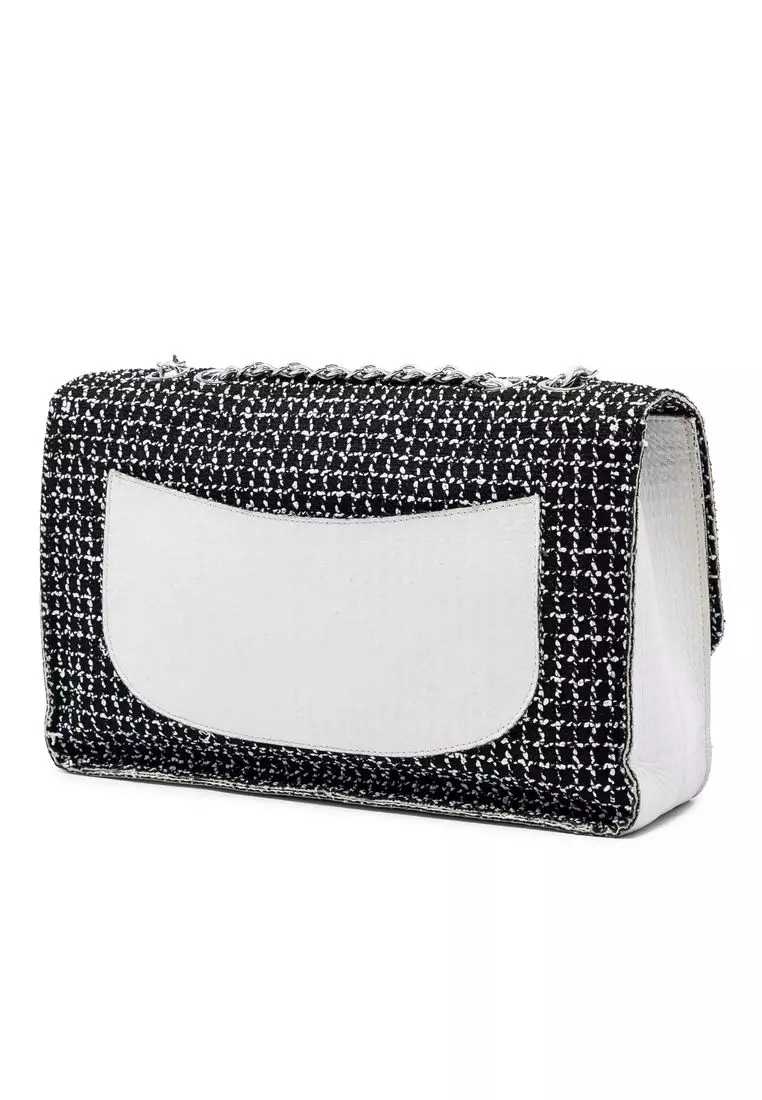 Pre-Loved Chanel Jumbo Classic Tweed And Calfskin Single Flap