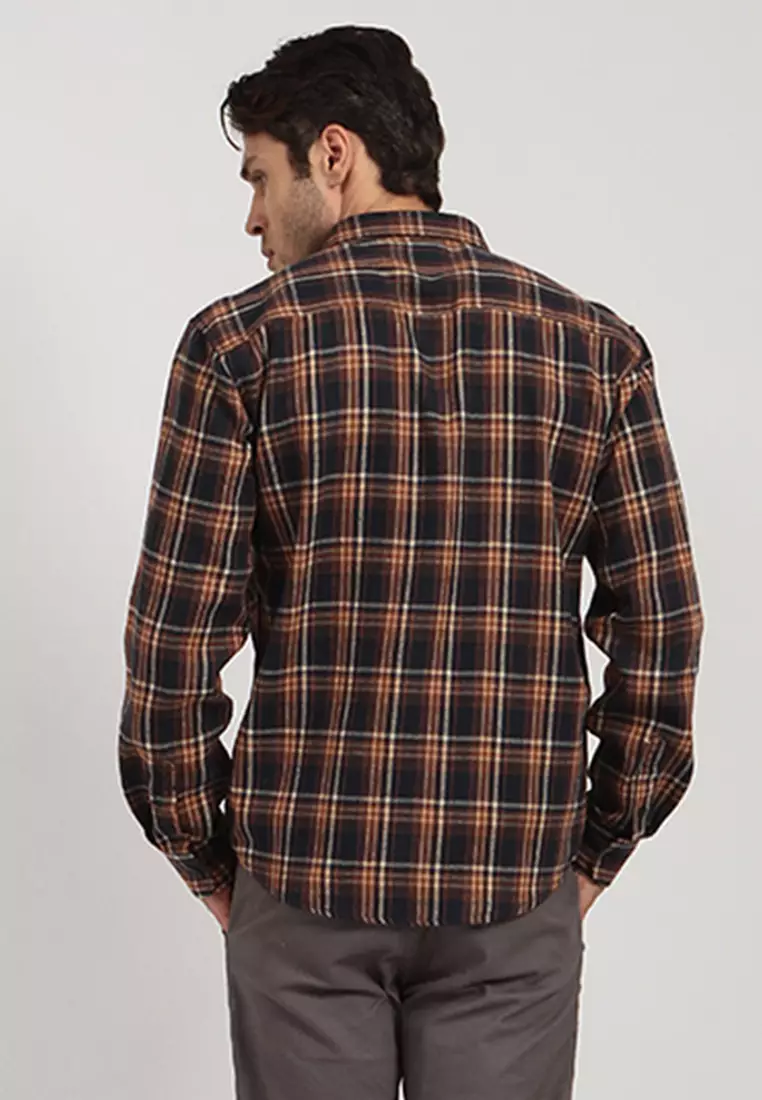 Kemeja Flanel Motif Kotak-Kotak Lengan Panjang E048J22