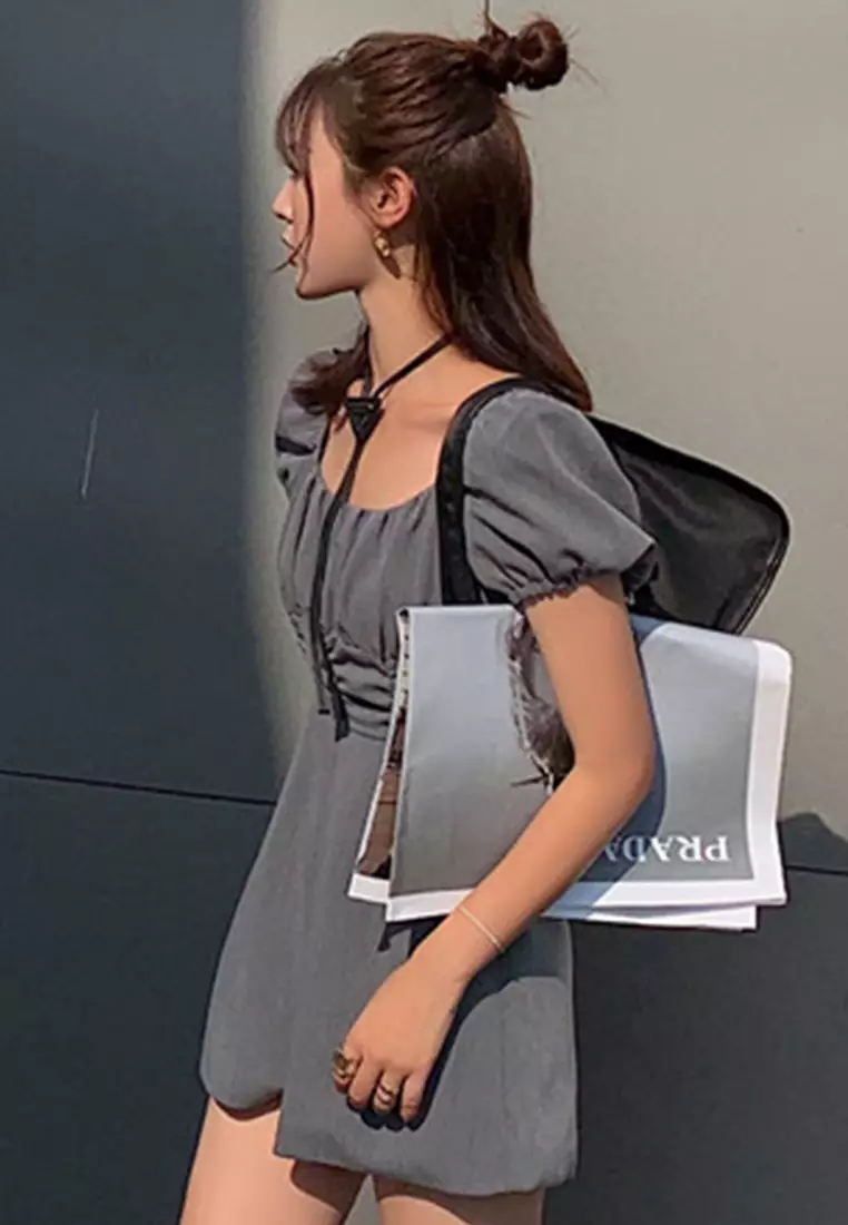 Casual High Waist Pleated Wide Leg Jumpsuit A22050310GY