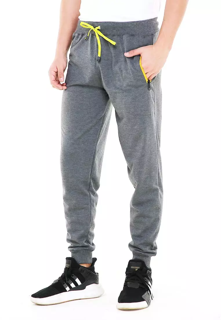 Locko Celana Panjang Jogger Pria Plain Sporty Casual Long Pants Material Babyterry ORIGINAL - Dark Gray