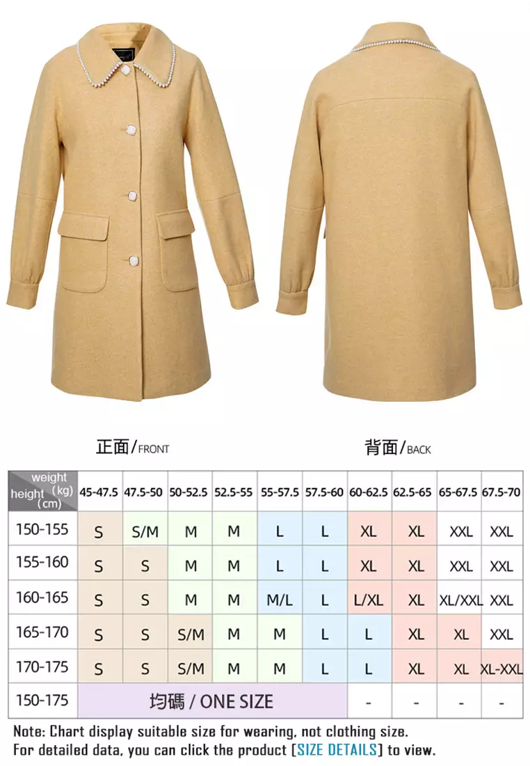 Temperament Pearl Collar Mid Length Wool Coat