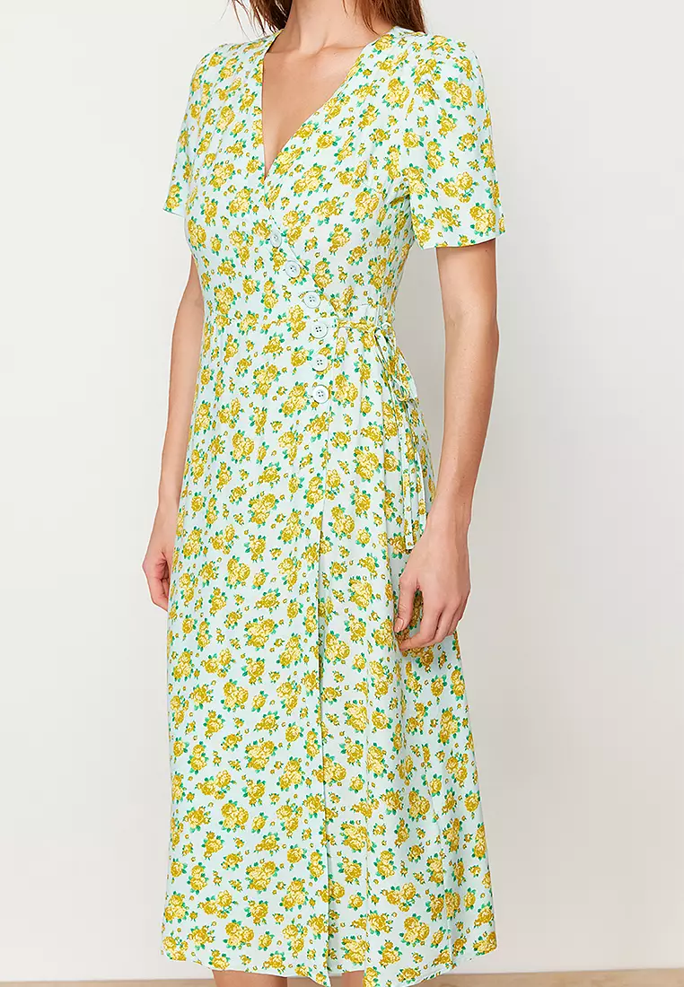 Viscose Wrap Midi Dress