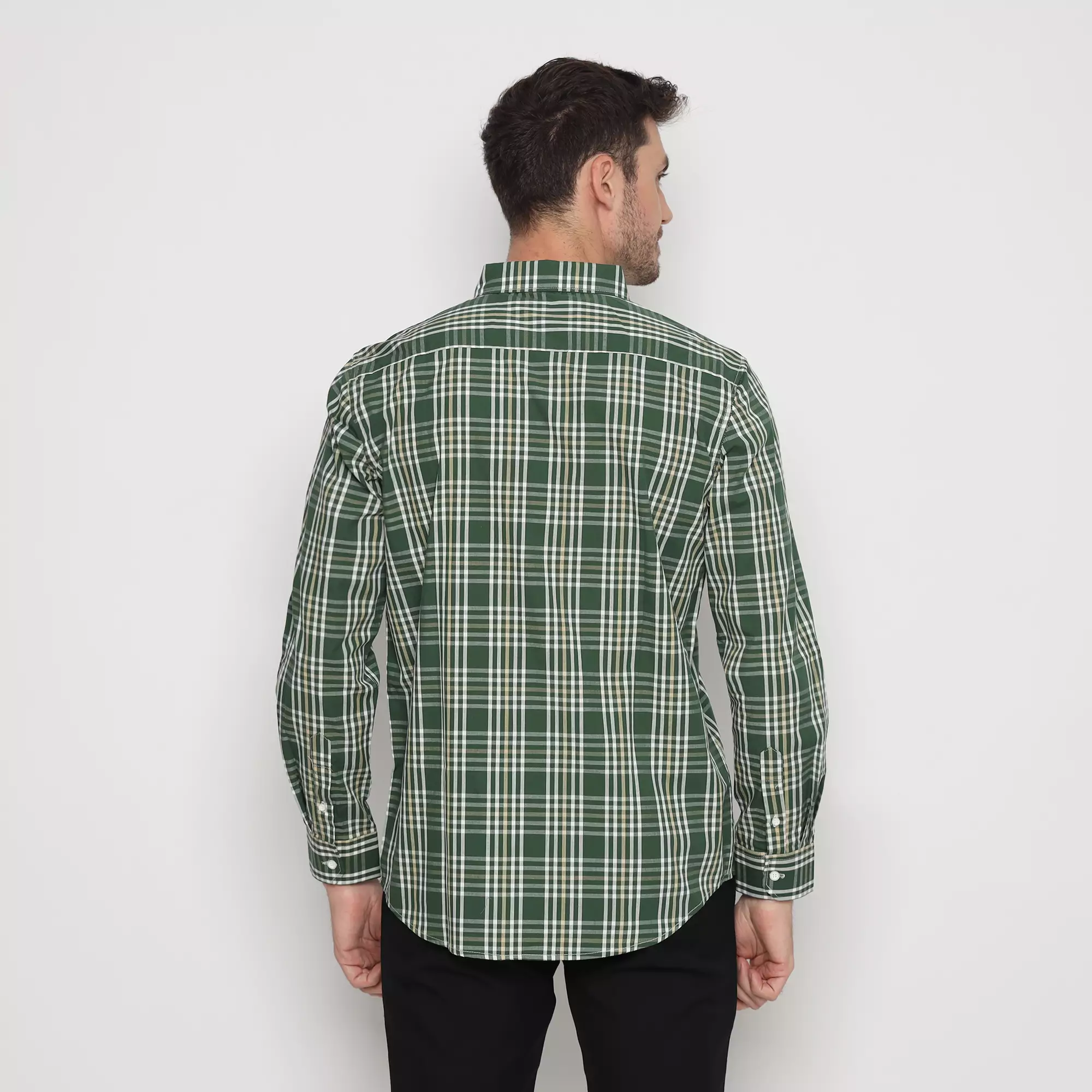 Platini Kemeja Lengan Panjang Katun Motif Kotak Hijau 76461