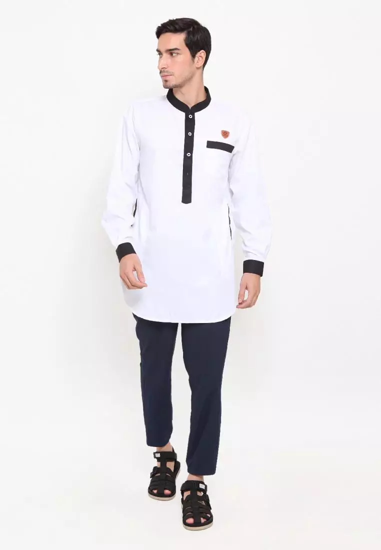 Zayidan Baju Koko Gamis Muslim Pria Ghafar - Putih