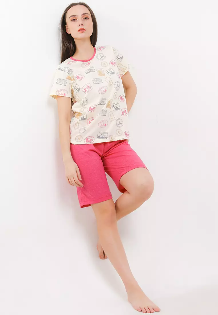 Pyjama Baju Tidur  Short Sleeve Short Pants Sleepwear