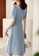 OUNIXUE blue Elegant V-Neck Solid Color Dress C887FAA4FE89F7GS_2