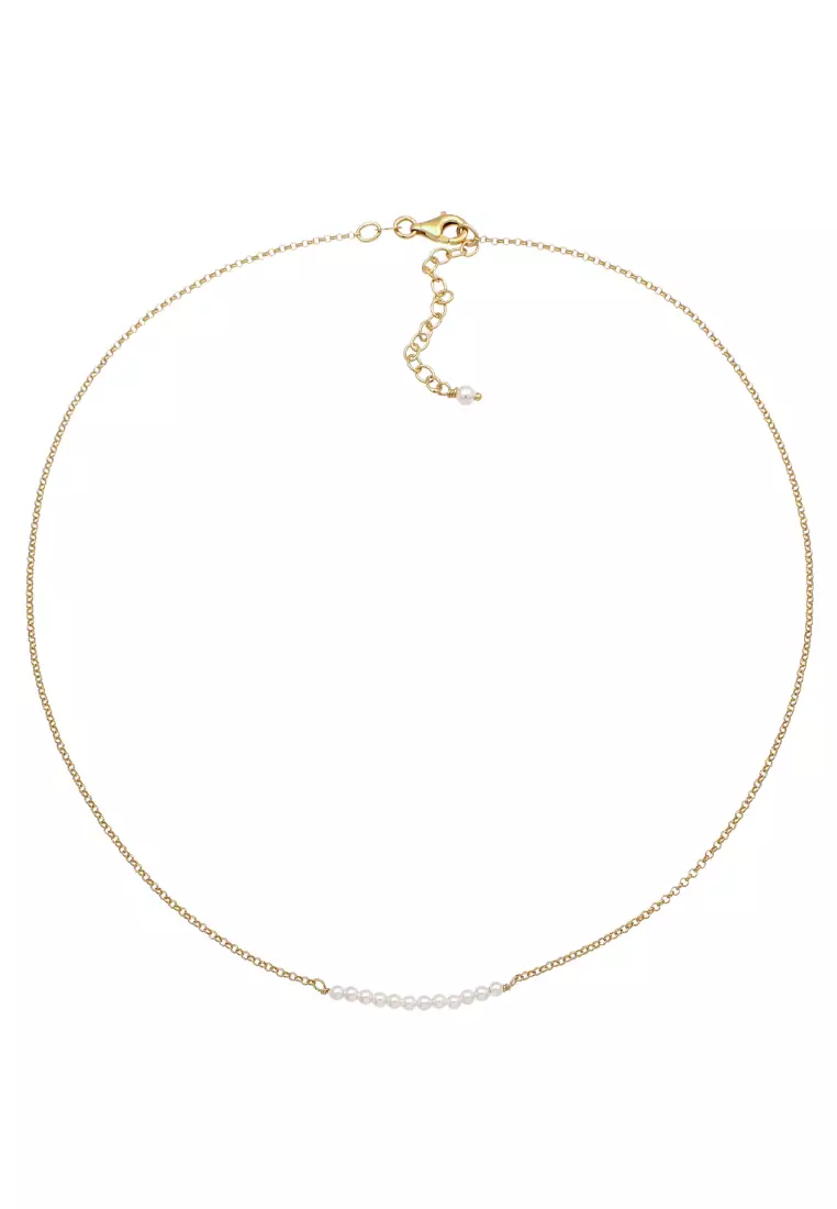 Necklace Choker Pearls Gold Plated Embellished With Crystals By Swarovski®