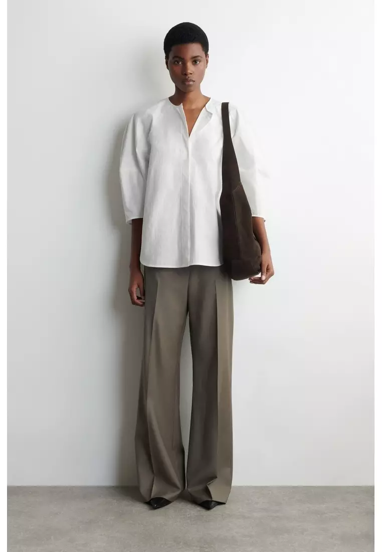 SCULPTURAL PIMA COTTON-POPLIN BLOUSE
