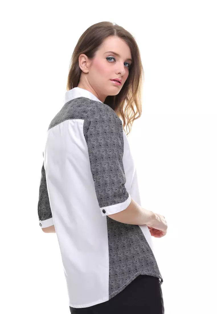 LGS - Regular Fit - Kemeja Wanita - Lengan Batik - Putih - LSH.381.O1405L.615