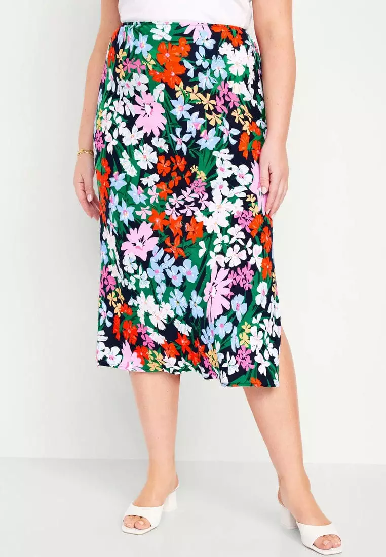 High-Waisted Midi Slip Skirt for Women