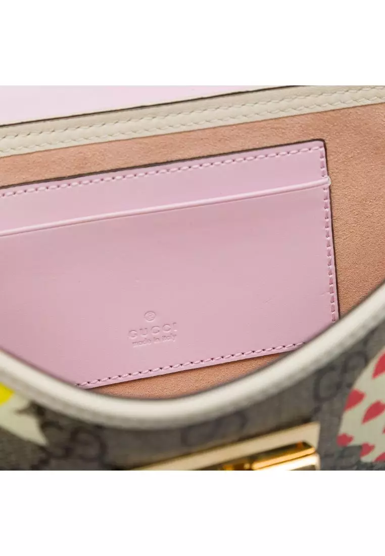 Pre-Loved Gucci Mini Gg Supreme Monogram Les Pommes Padlock Satchel