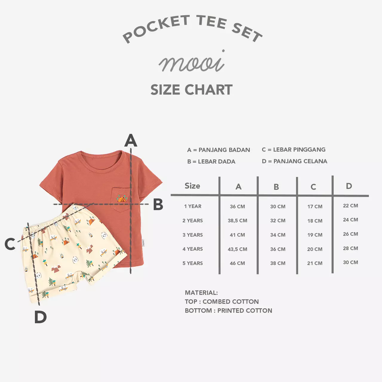 Mooi Setelan Anak Kaos Anak Tshirt Pocket Tee Set - Dark Brown