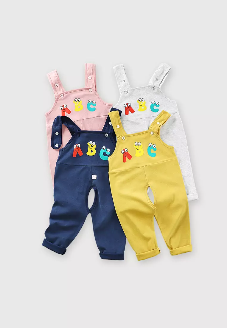 Overall Bayi Jumpsuit Singlet Anak Unisex Romper Celana Panjang Motif ABC Import 4235 Venrz Kuning