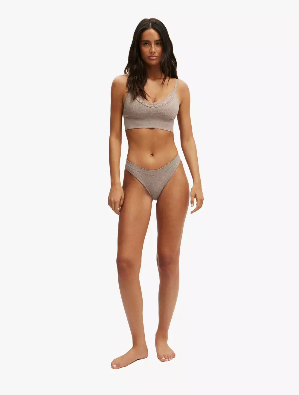COTTON ON BODY - UNDERWEAR & PAKAIAN TIDUR - SEAMLESS LONGLINE LACE TRIM BRALETTE