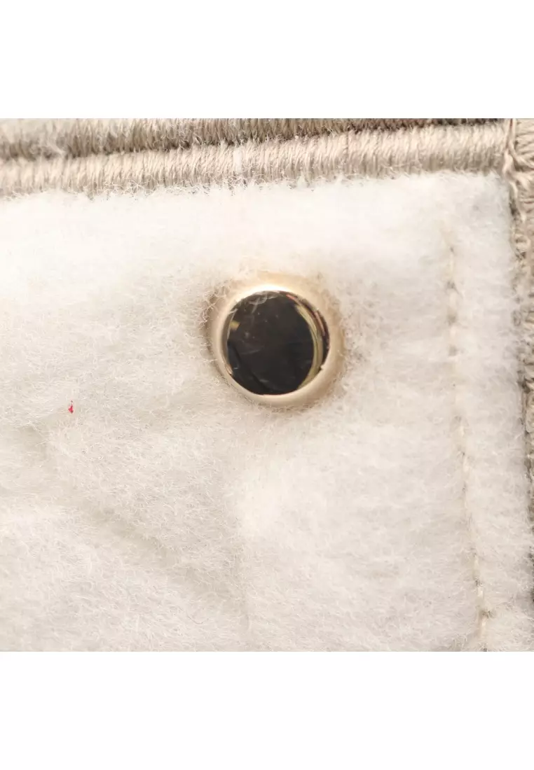 Pre-Loved Christian Dior LADY D-LITE medium bag Handbag shearling canvas white beige black 2WAY