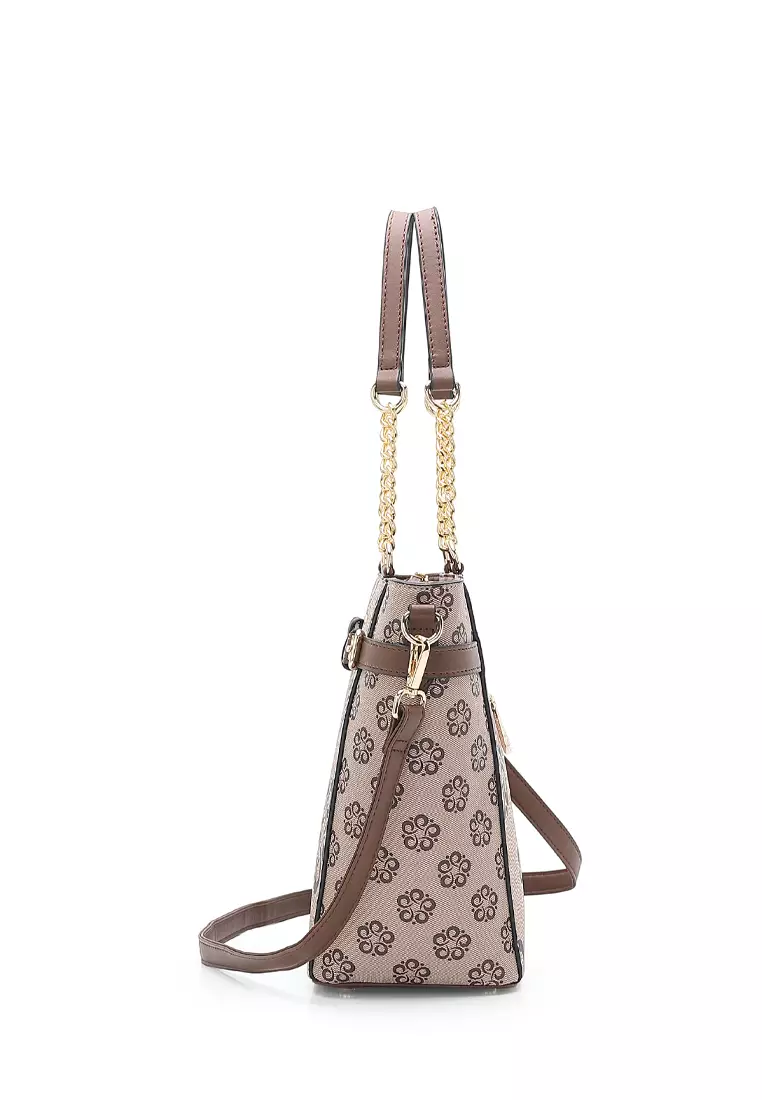 Women's Monogram Top Handle Bag / Sling Bag / Crossbody Bag - Beige