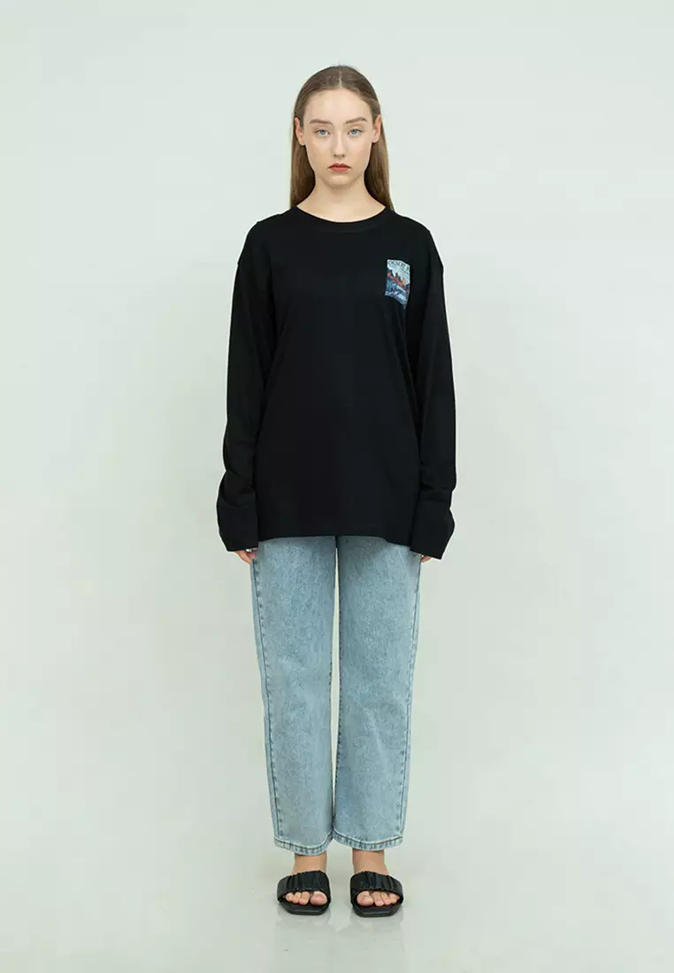 Kaos cotton combed lengan panjang wanita hitam houseofcuff desert