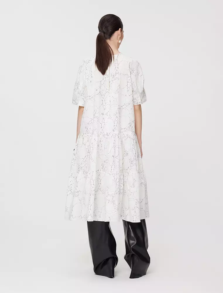 Printed A-Line Short Sleeve Dress