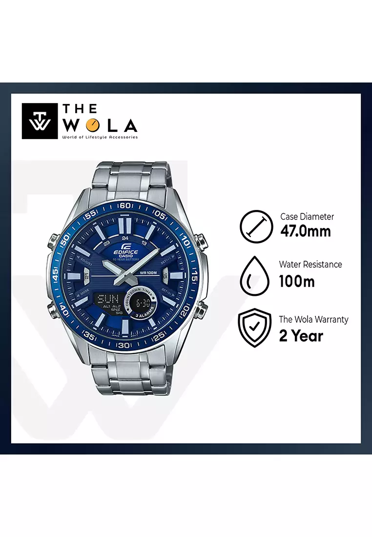 Men's Analog-Digital EFV-C100D-2AVDF Stainless Steel Band Casual Watch