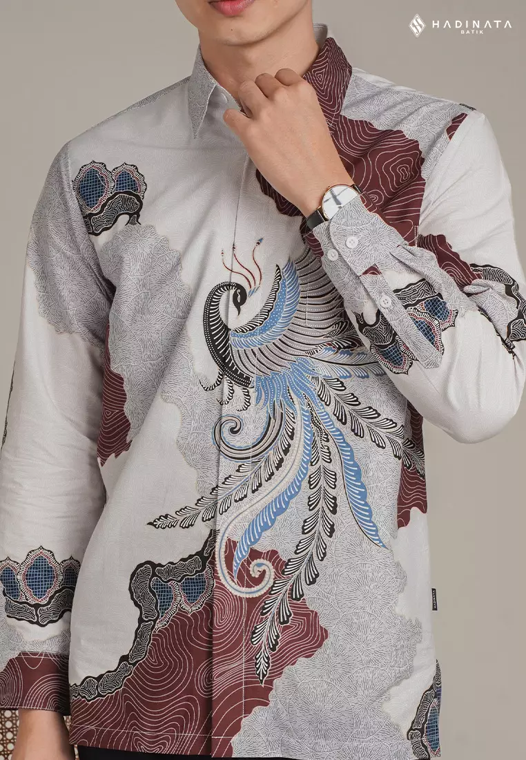 Hadinata Batik Premium Kemeja Batik Pria Lengan Panjang Superfine Furing Dharsana Maroon