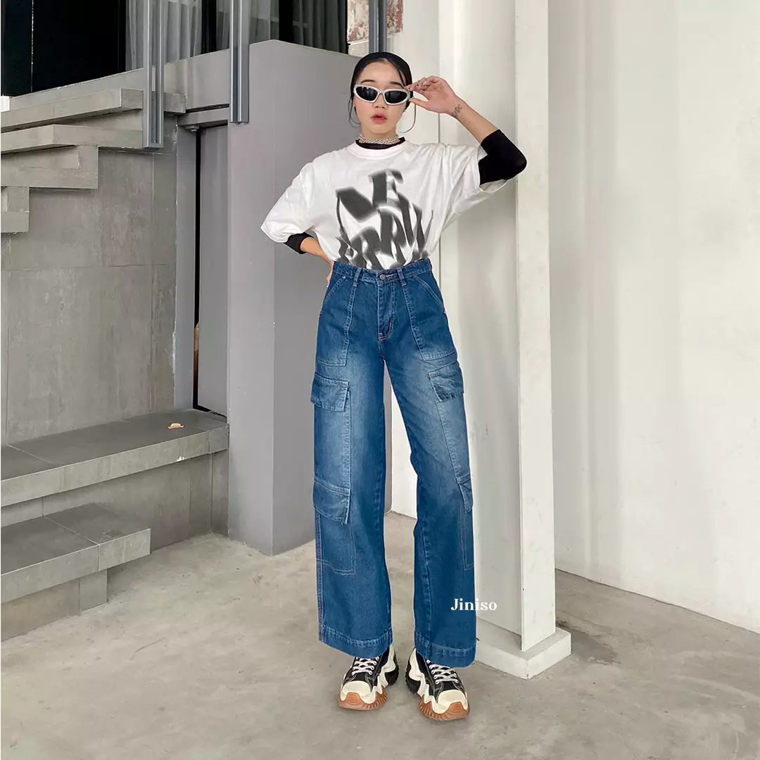 Highwaist Cargo Loose Jeans 554 PSYCHO