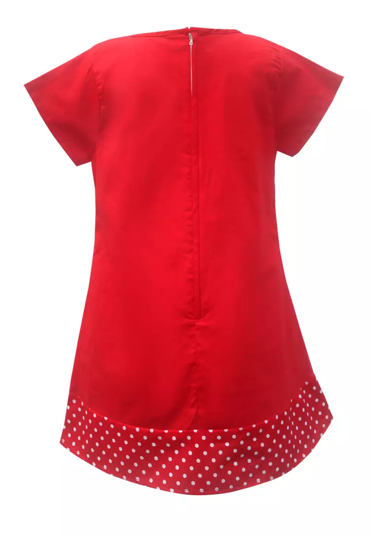 Two Mix Dress Anak Cewek Aplikasi 2 Bunga Lucu Bahan Katun Usia 1-8 Tahun 4118