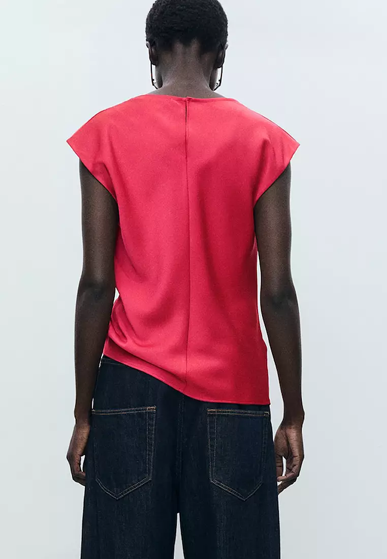 Satin Blouse With Draped Neck