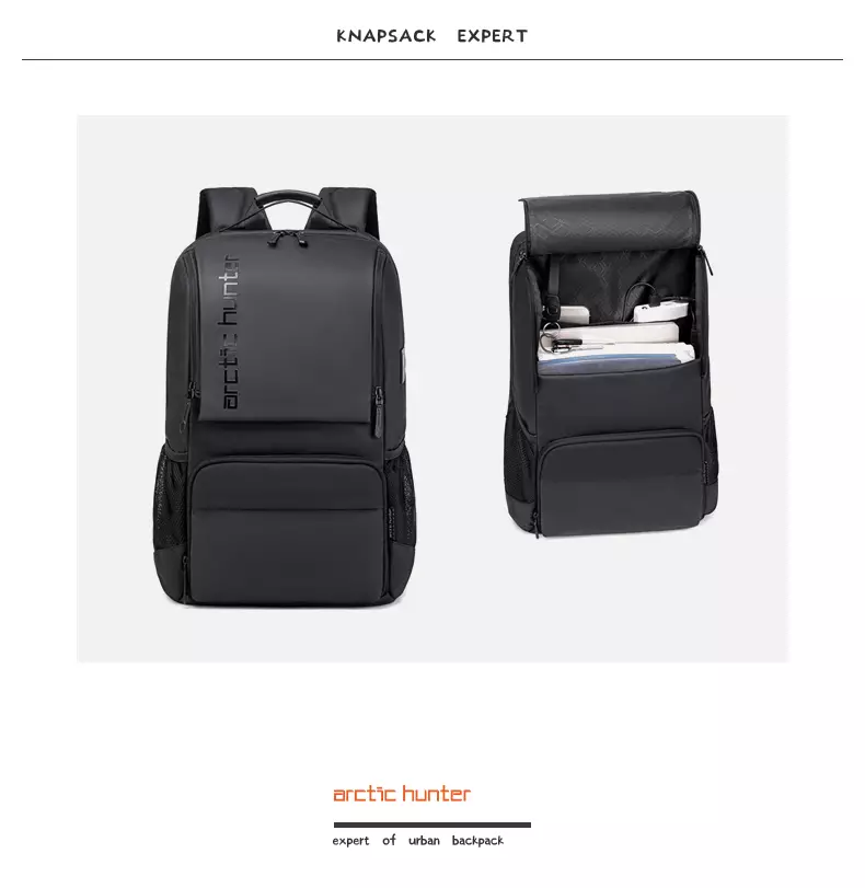 Arctic Hunter B00532 Tas Ransel Backpack Laptop Kerja pria 15.6 Inch USB - BLACK