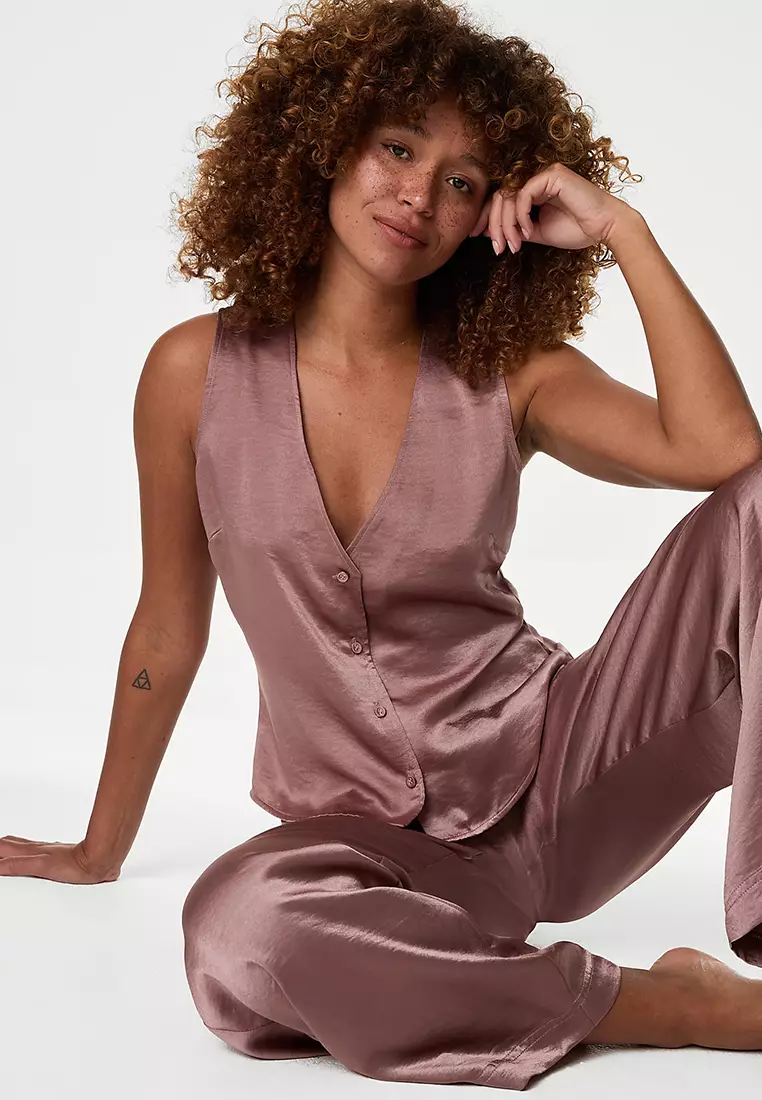 M&s Silky Nightdress Satin Satin Nightwear Marks And Spencer