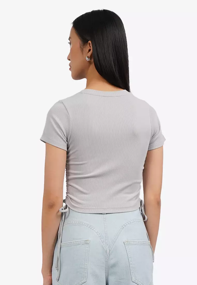 Short Sleeve Crop Top with Side Tie