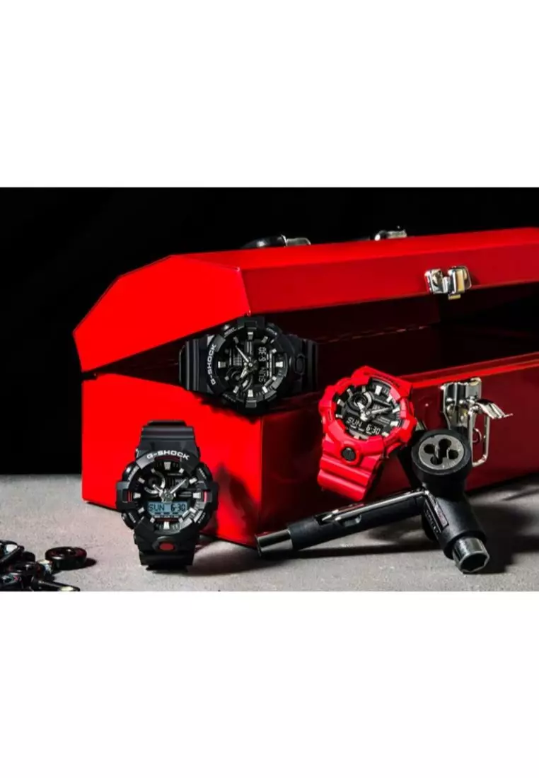 Men's Analog-Digital GA-700-4A Red Resin Band Sports Watch