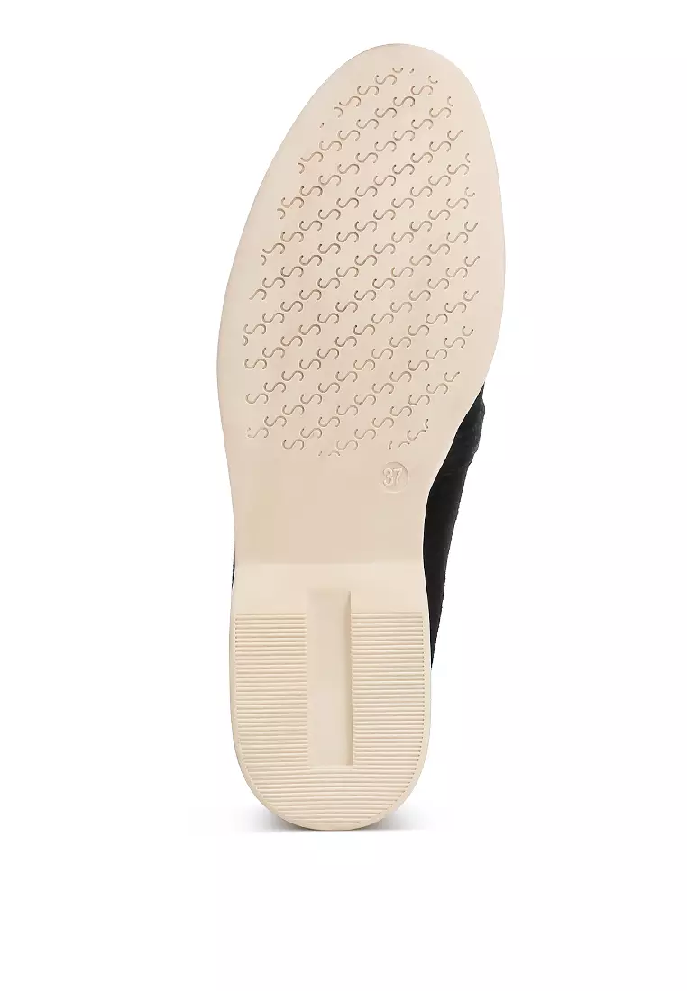 Black Suede Knot Detailed Loafers