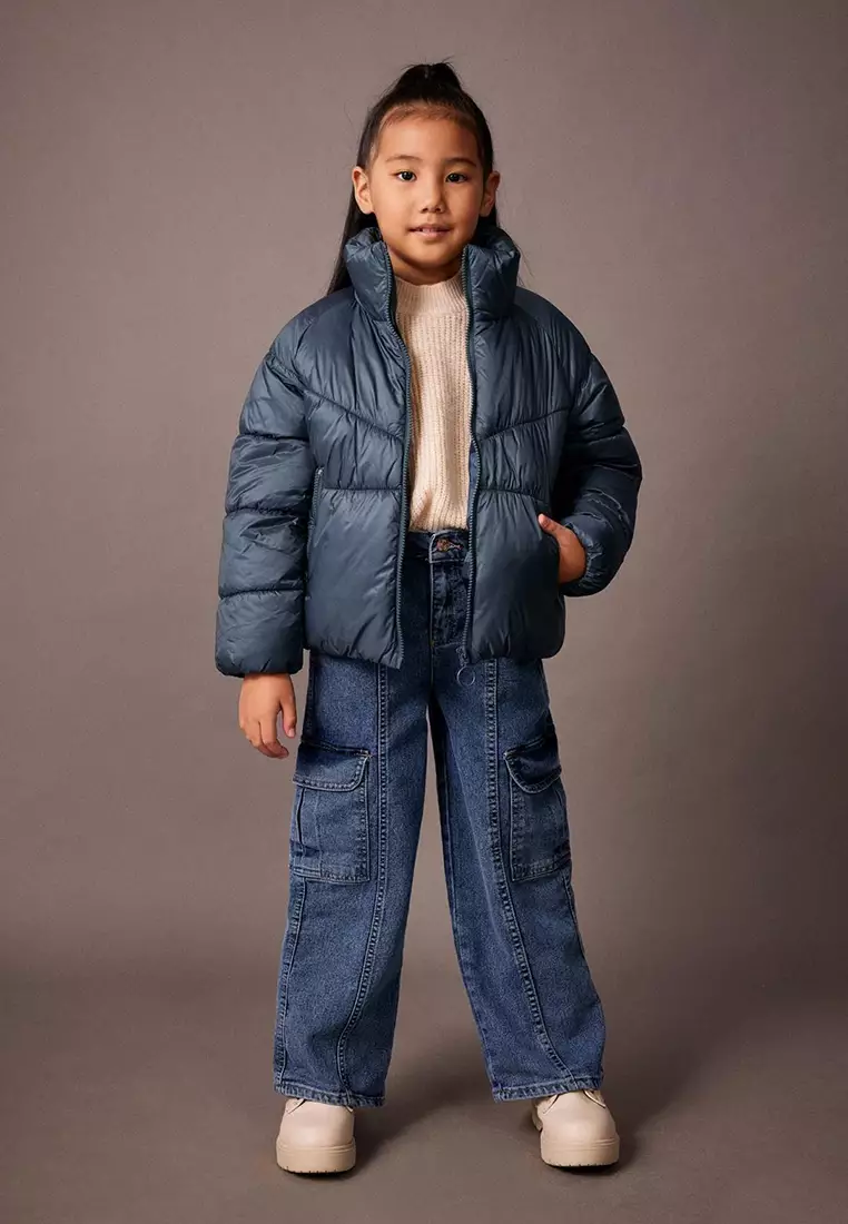 DeFacto Mädchen Wintermantel - Dicker Kapuzencoat Mit Langen Ärmeln