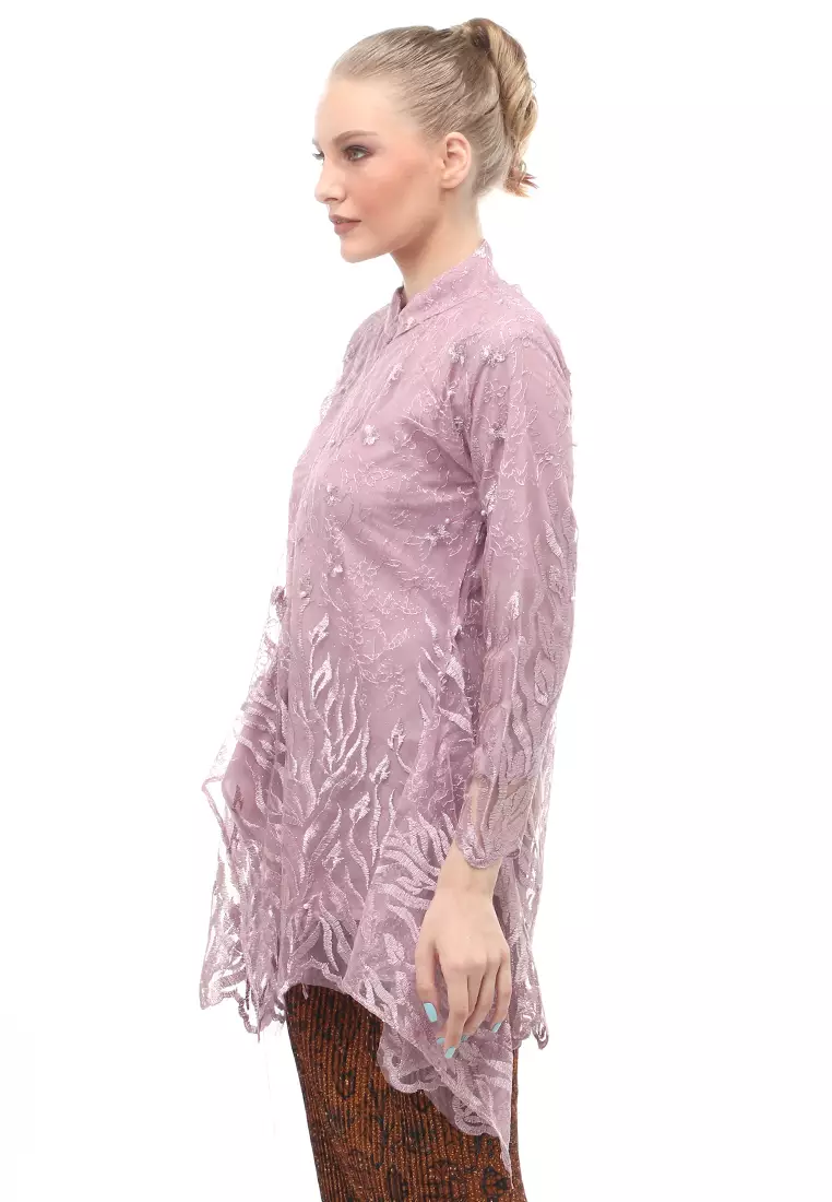 Kebaya Tunik Atasan Wanita Design Tulle Premium Quality - Lilac