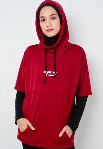 TD Active red LSA32 ONH Outer Senam Sepeda Sport Hoodie High Neck Maroon 0CD44AAF2BB7F8GS_1