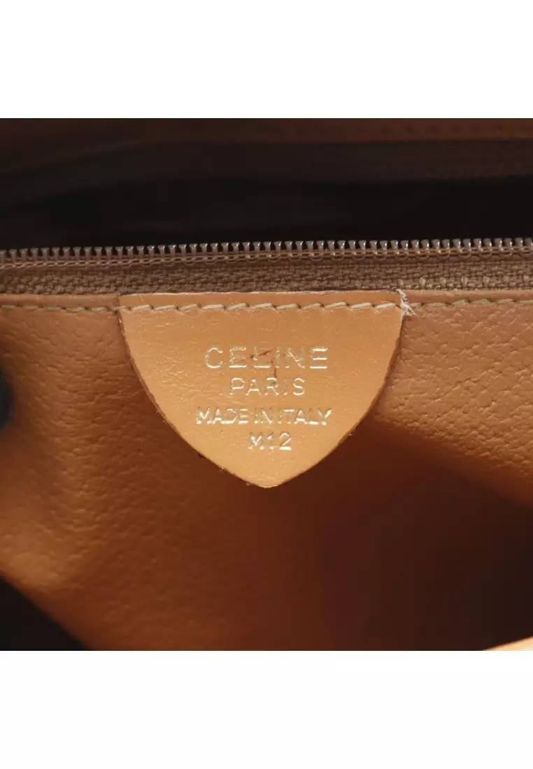 Pre-Loved Celine Macadam Shoulder bag PVC leather beige light brown