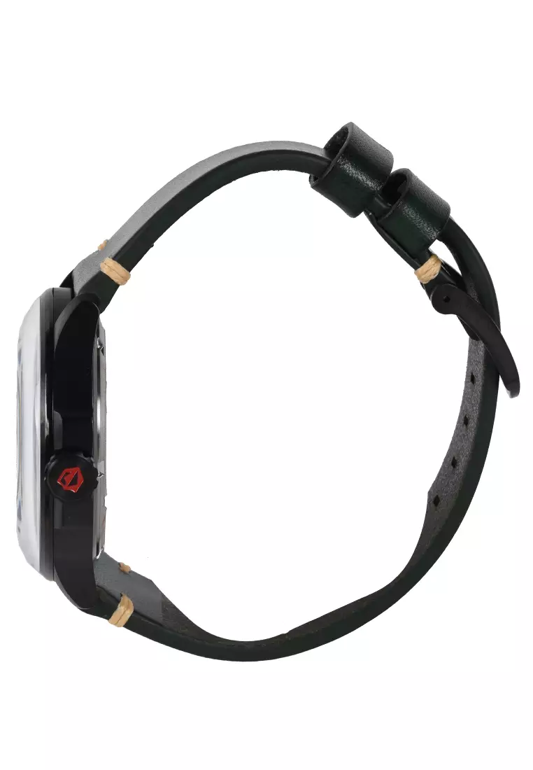 Expedition - Jam Tangan Pria - Black - Green Leather Strap - 6789MDLIPGN