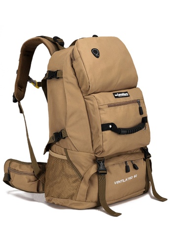 local lion outdoor camping hiking backpack ventilated 60l 124 khaki