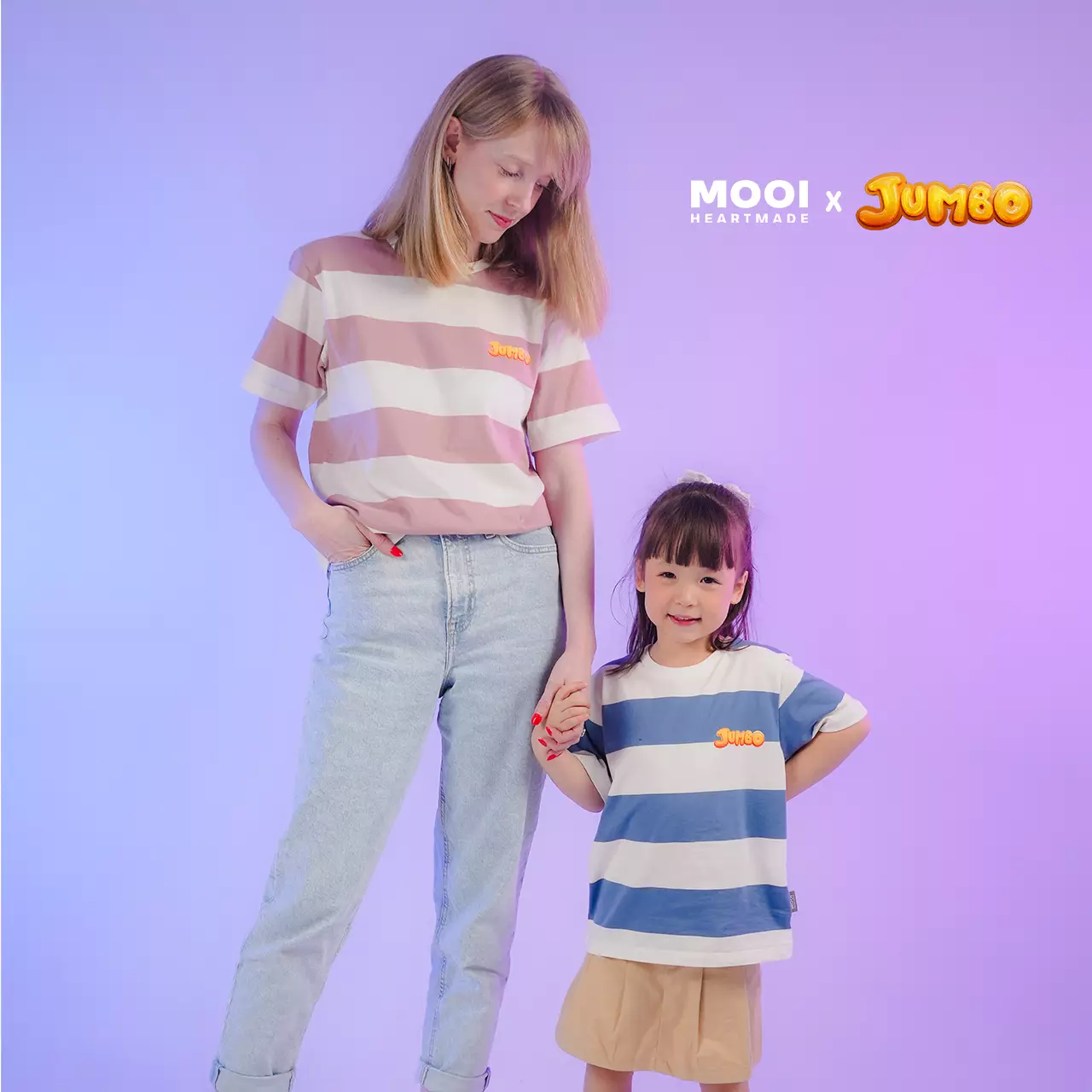 Mooi x Jumbo Kaos Dewasa Tshirt Striped Adult - Blue Sky