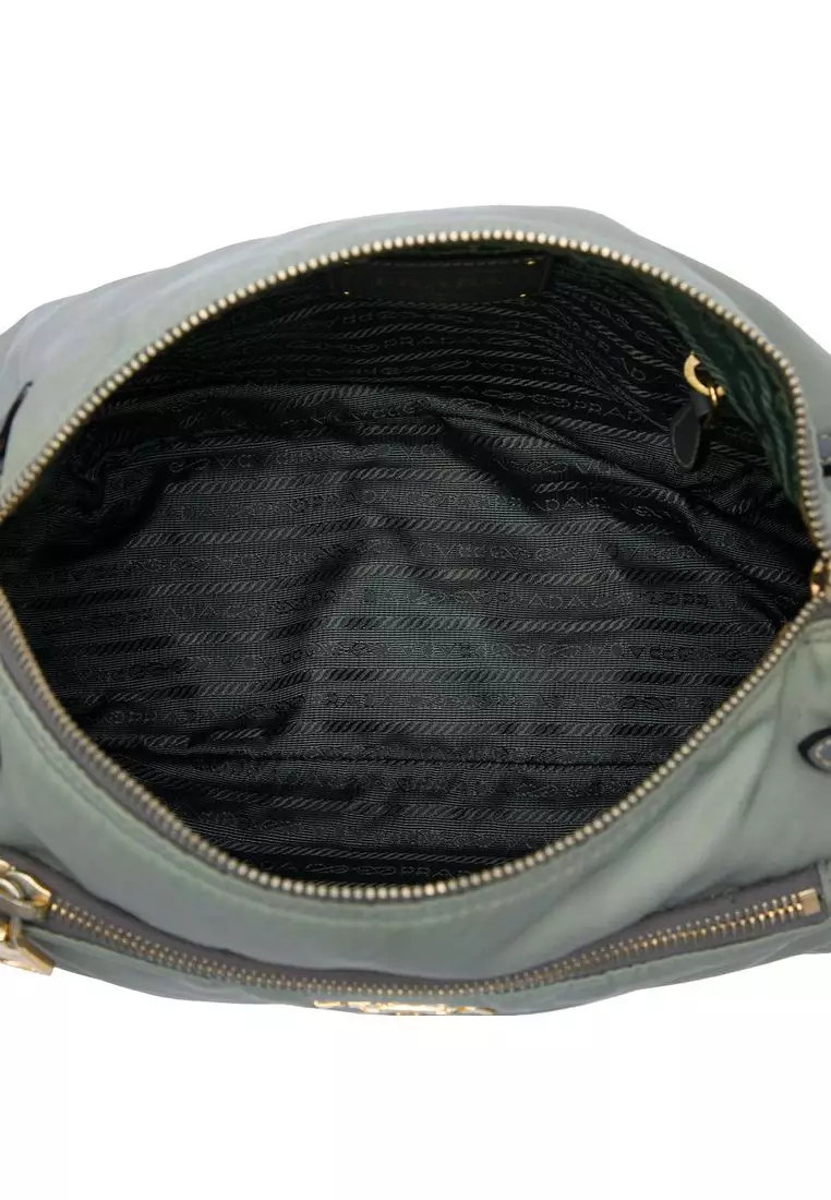 Pre-Loved Prada Saffiano Trimmed Tessuto Zip Top Crossbody
