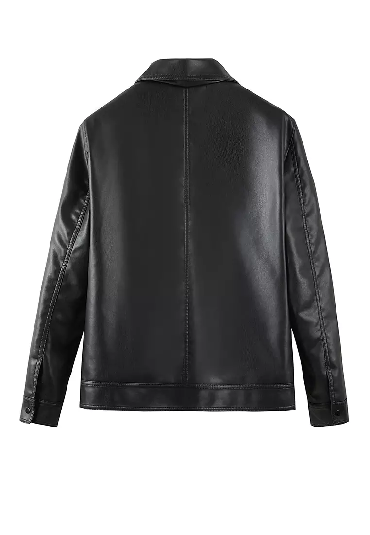 Men's Faux Leather Aviator Jacket MJ6806